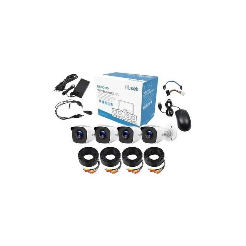 KIT 1080P LITE / 1 DVR 8 CANALES / H.265+ / 4 CAMARAS 2 MP METAL / FUENTE DE PODER Y ACCESORIOS