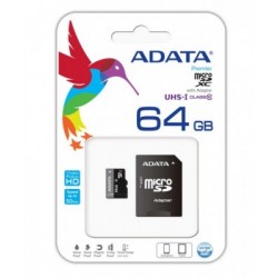 Memoria Micro SD ADATA UHS-I U1, 64 GB, 30 MB/s, 10 MB/s, Negro AUSDX64GUICL10-RA1