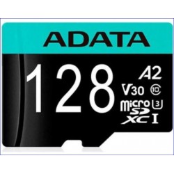 Memoria Micro SD 128GB Clase 10 (A2) ADATA AUSDX128GUI3V30SA2-RA1 V30S U3 A2 AQUA