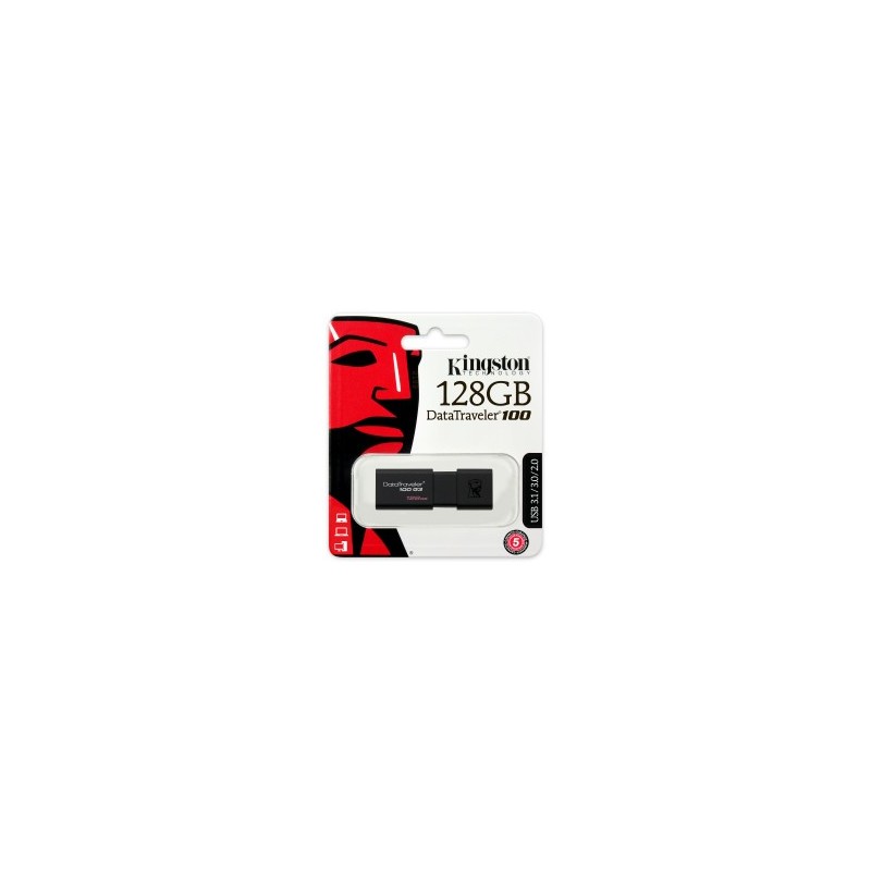 *Memoria USB Kingston Technology , 128 GB, USB 3.0, 100 MB/s, 10 MB/s, Negro DT100G3/128GB