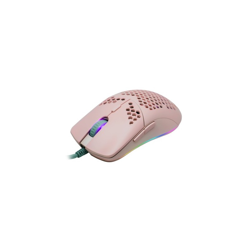 Mouse GAME FACTOR MOG601, Juego, Laser, 16000 DPI, Rosa
