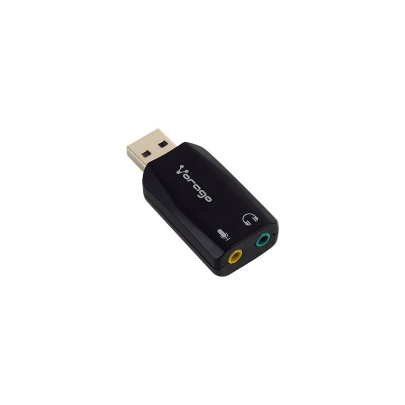 Adaptador de Audio VORAGO ADP-201, Negro USB- AUDIO 3.5MM 5.1 MICROFONO