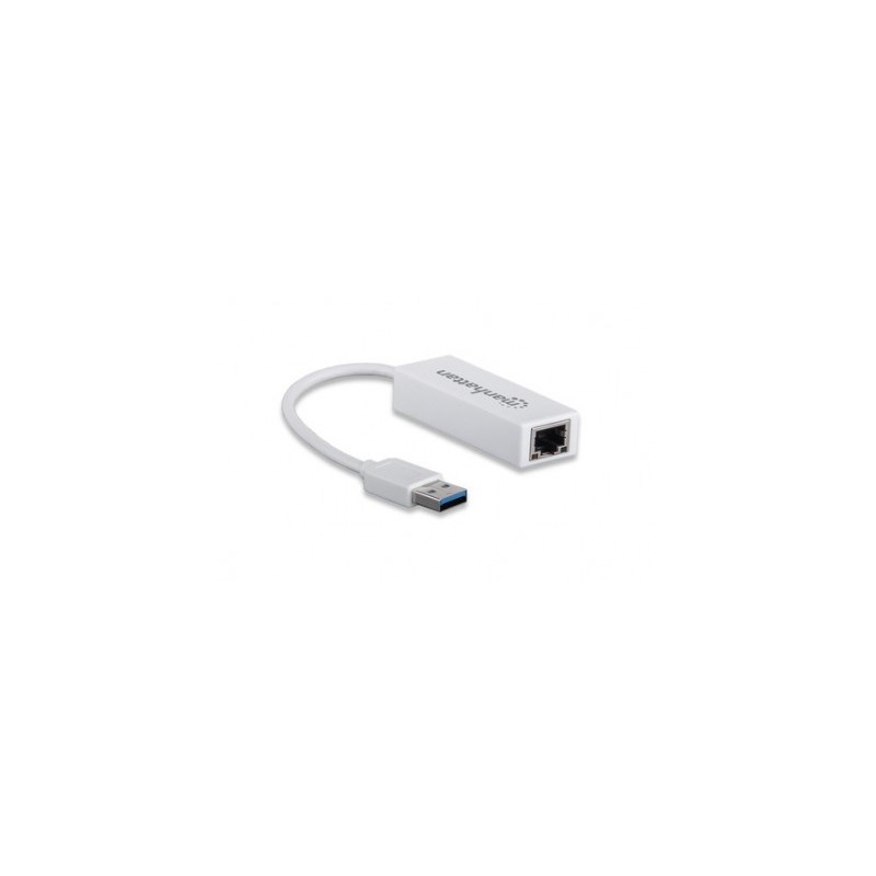Tarjeta de Red USB - MANHATTAN, USB 3.0, RJ-45, Macho/hembra, Color blanco