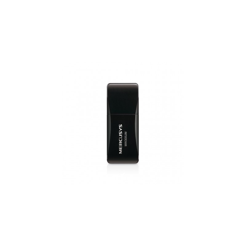 Adadptador Mini USB 2.0 MERCUSYS MW300UM, Negro, 300 Mbit/s