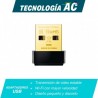 Adaptador USB inalámbrico TP-LINK AC600 , USB 2.0, Wifi, Negro, 433 Mbit/s