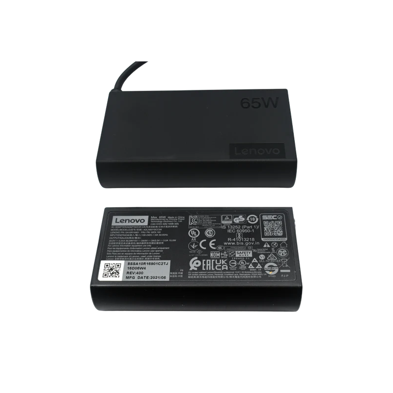 ADLX65YSCC2A Cargador Original Lenovo USB TIPO C 65W 3.25a 20V ENTRADA 3 POLOS / Terminales Trebol (Mickey) *Cable corriente se 