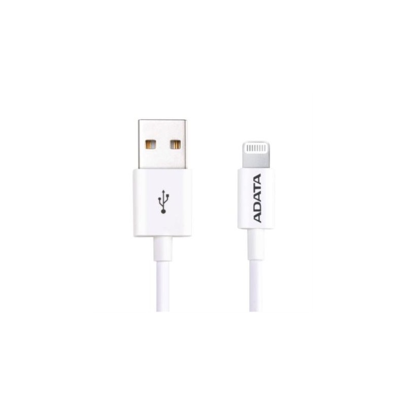PZA, Cable Adata Lightning USB-A 2.0 1m Color Blanco