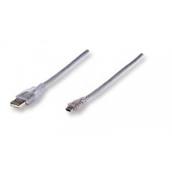 Cable USB a mini USB MANHATTAN, 1,8 m, USB A, Mini-USB B, Macho/Macho, Transparente 333412