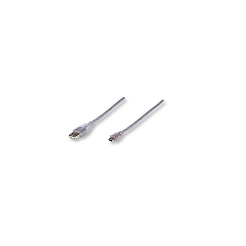 Cable USB a mini USB MANHATTAN, 1,8 m, USB A, Mini-USB B, Macho/Macho, Transparente 333412