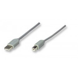 Cable USB A a Tipo B MANHATTAN, 3 m, USB A, USB B, Macho/Macho, Gris 317863