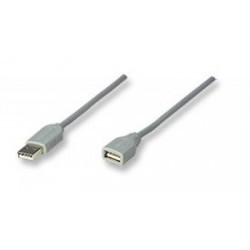 Cable USB - Extension MANHATTAN, 1,8 m, USB A, USB A, Gris