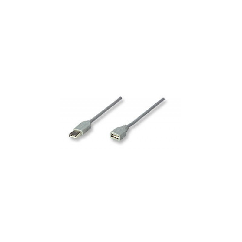Cable USB - Extension MANHATTAN, 1,8 m, USB A, USB A, Gris