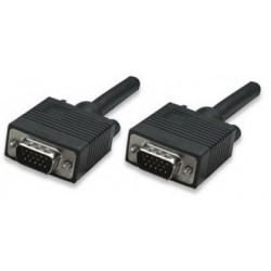 Cable VGA - HD15 MANHATTAN, 3 m, VGA (D-Sub), VGA (D-Sub), Macho/Macho, Negro