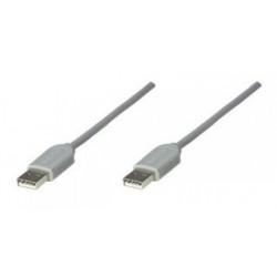 *Cable USB A a A MANHATTAN, 1,8 m, Macho/Macho, Gris