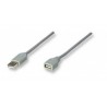 Cable USB - Extension MANHATTAN, 4,5 m, USB A, USB A, Macho/hembra, Gris