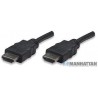 Cable HDMI MANHATTAN, 3 m, HDMI, HDMI, Macho/Macho, Negro