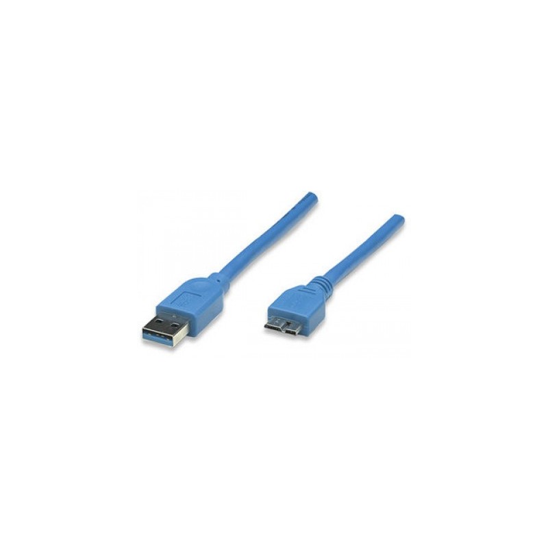Cable USB micro B - Micro USB 3.0 MANHATTAN, 2 m, USB A, Micro-USB B, Macho/Macho, Azul