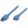 Cable USB micro B - Micro USB 3.0 MANHATTAN, 2 m, USB A, Micro-USB B, Macho/Macho, Azul