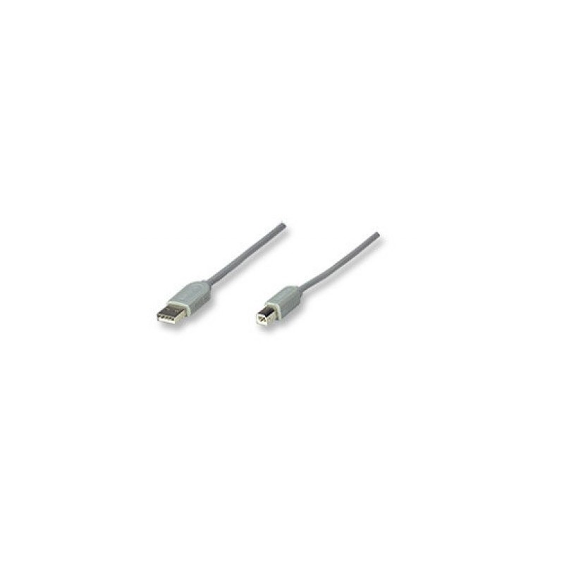 Cable USB MANHATTAN 341028, USB B, USB B, Macho/Macho, 4,5 m, Gris