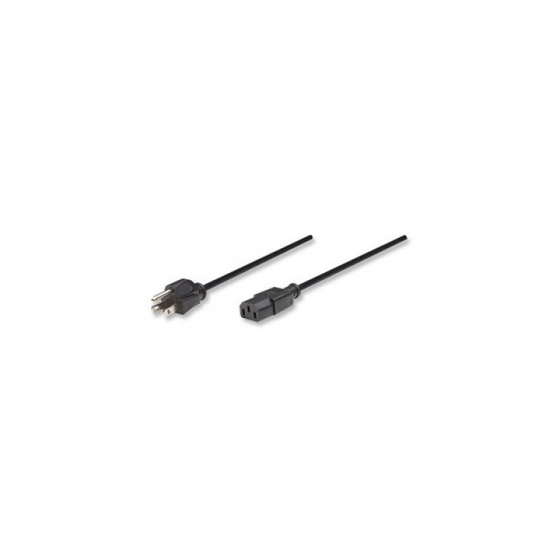 Cable de corriente MANHATTAN, Macho/Macho, 1,8 m, Negro, Modelo 300179