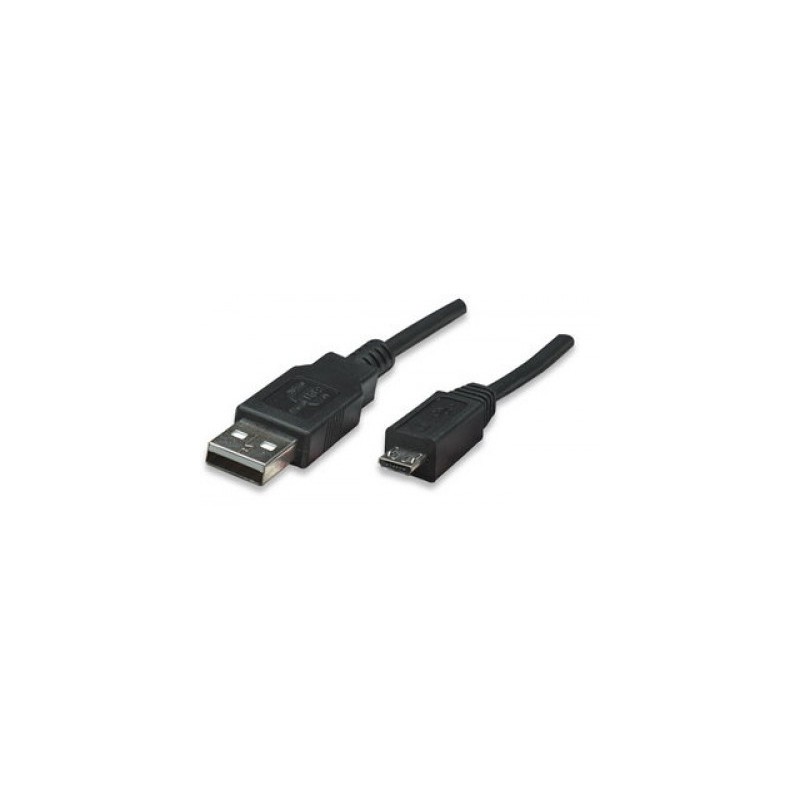 Cable USB - Micro B - Micro USB MANHATTAN, 1,8 m, USB A, Micro-USB B, Macho/Macho, Negro 307178