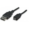 Cable USB - Micro B - Micro USB MANHATTAN, 1,8 m, USB A, Micro-USB B, Macho/Macho, Negro 307178