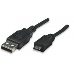 Cable USB - Micro B - Micro USB MANHATTAN, 1,8 m, USB A, Micro-USB B, Macho/Macho, Negro 307178