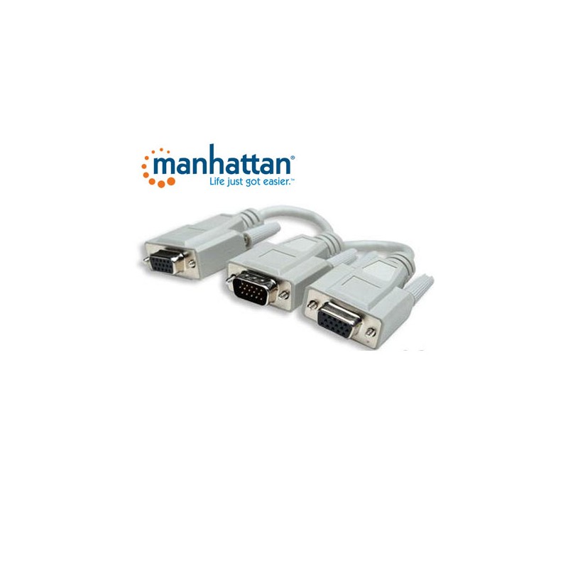 Cable VGA - HD15 - "y" MANHATTAN 328302, 0,15 m, VGA, VGA (D-Sub), Macho/hembra, Color blanco