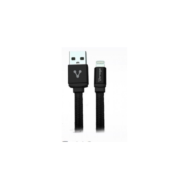 Vorago CAB-119, USB A, Lightning, Macho/Macho, Derecho, Derecho, Negro